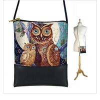 Moon Owl Small Cross Body Bag  Owl Fabric Shoulder Bag Purse  Mini Crossbody Bag  Cute Cell Phone Pu