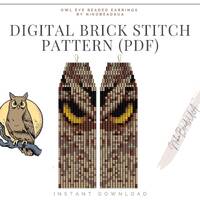 Owl Eye Brick Stitch pattern for fringe beaded earrings, fall pattern, DIY beaded earrings pattern f