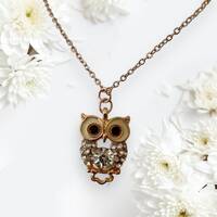 Diamant&eacute; Owl Necklace: Rose Gold Plated Glitzy Jewelry