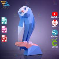 Owl 3D Papercraft &ndash; diy Paper Sculpture Template - SVG, DXF, PDF Download