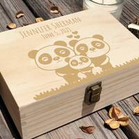 Personalized Owl Family Wooden Keepsake Box, Engraved Memory Gift