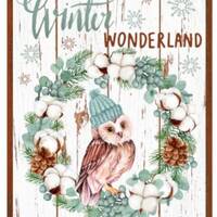 Vintage Grunge Wood Winter Wonderland Owl Christmas Digital Download &mdash; Printable Ephemera