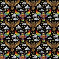 100% Cotton Digital Fabric Mosaic Owl Bird Rainbow Pride Crafty 140cm Wide