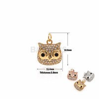1PCS Owl Head Pendant Animal Jewelry Suitable for Bracelet, Necklace, Jewelry Supplies Micro-Pave 18