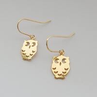 Owl Earrings, Gold Owl Dangle Earrings, Gold Filled Hook, Animal Earrings, Bird Owl Earrings