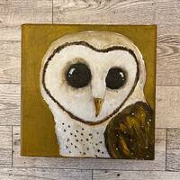 Barn Owl square acrylic painting