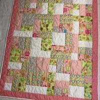 Pink Patchwork Baby Quilt: Owl & Floral Nursery Decor