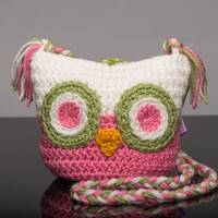 Owl Shoulder Bag - Perfect Pink Fern Green and Off White