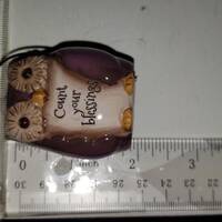 Tiny purple owl with metal stars Count Your Blessings excellent condition