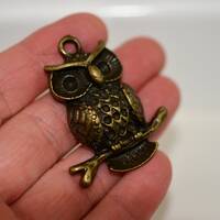 Owl Pendant, Hoot Owl Pendant, Large Owl Pendant, Antique Bronze Owl Pendant
