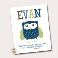 Owl Printable Wall Art DIY | Personalized Children's Scripture Art | Bible Verse, Christian 8x10