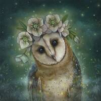 Print titled "Insight" Bird Print, Owl Art, Owl Oil Painting, Bird Art, Magic Owl Art, Owl