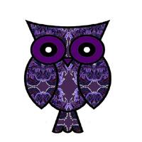 purple wall art, modern purple art, purple owl, owl poster, owl artist, bird artist, whimsical bird 