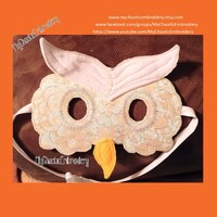 Hoot Barn Owl fall autumn Halloween mask set for 5x7 embroidery ITH design Digital file machine