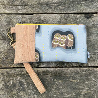 Burrowing Owl Wristlet | Sustainable Cork, Linen, Hemp | eco-friendly gift for birder | zipper pouch