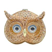 Handmade Enameled Owl Trinket Box: 24K Gold Keren Kopal Design