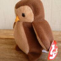 Ty Hoot the Owl Beanie Babies Plush Owl W/ Tags 5" Tall 1995 Stuffed Animal Toy