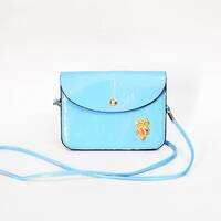 Light Blue Mini Crossbody Bag with Owl Charm | Small Shoulder Purse | Vintage Style Handbag