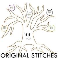 Spooky Owl Tree Halloween Quick Stitch Applique and Embroidery Design File 4x4 5x7 6x10 7x11 8x12
