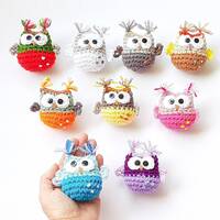 Crochet Owl: Mini Plush Animal, Handmade Toy, Ornament or Keychain