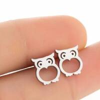 Stainless steel silver owl stud earrings. Cute owl stud earrings. Small owl studs  hypoallergenic ow