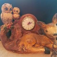 Lanshire Chalk Deer and Owls Electric Clock - Works Great