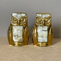 VINTAGE OWL FIGURINE / Brass / Mother of pearl / Figurine / 60s / 70s / Art / Sculpture / Home decor
