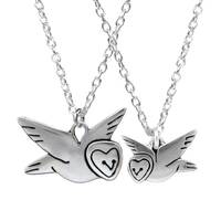 Mother Daughter Barn Owl Charm Set - Set of Two Sterling Silver Owl Necklaces on Adjustable Sterling