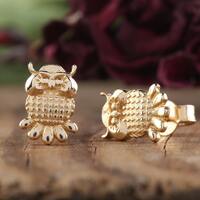 Owl Earrings, 14k Gold, Gift for her, Birthday gift, Gift for mom, Stud earrings, Christmas gift, An