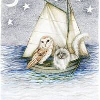 PRINT Owl & The Pussycat Nautical Nursery Art 