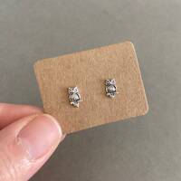 Silver Tiny Owl Type A Stud Earrings - Sterling Silver [ESV1016]