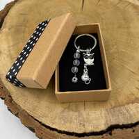 White Black Owl Keychain