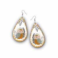 Autumn Drop Earring PNG, Fall Owl Earring Sublimation Design, Owl Earring PNG, Earring Design, Digit