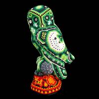 Mexican Indigenous Fin Art; The Green Night Owl, Protector of the Peyote People