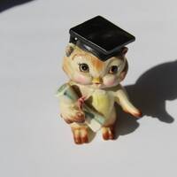 Vintage Owl Figurine Shaker Vintage Owl Graduate Anthropomorphic shaker Single Salt shaker Figural S