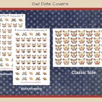 Owl Date Cover Planner Stickers, Weekly and Monthly Date Cover Stickers, Planning Stickers, Scrapboo