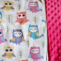 Owls Newborn  blanket, Colorfull owls  Baby Blanket, minky blanket,  Baby shower gift, Newborn wrap,