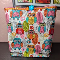 Colorful Owls Mini Lined Tote Bag, Ladies, Girls Gift