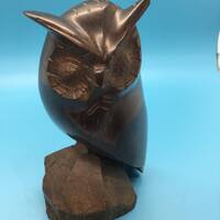 Hand Carved Ironwood Owl Figurine &ndash; Barn Owl Sculpture &ndash; 6.5" Tall Heavy Carving &n
