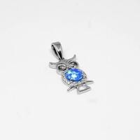 Silver Owl Pendant, Silver Animal Pendant , Opal zircon pendant, Greek Jewelry, Silver Opal Pendant,