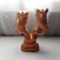 Hand Carved Ash Wood Owl Sculpture: Swedish Vintage Table Decor