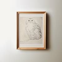 Vintage Snowy Owl Drawing: Animal Wizard Art Print (Digital Download)