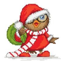 Christmas owl, Santa Claus cross stitch pattern, PDF