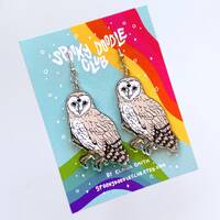 Three-Eyed Owl Earrings - Spooky Acrylic Bird Jewelry (2 Inch)
