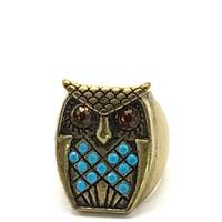 Gorgeous collectible and vintage owl turquoise and brass tone. Size 7
