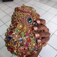 Swarovski Crystal Judith Leiber themed OWL Designed Clutch Evening Bag Purse or Gift