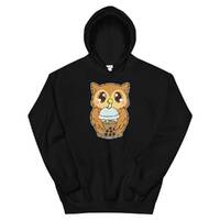 Kawaii Cute Boba Owl Owlet Animal Lover Asian Food Foodie Classic Bubble Pearl Milk Tea Unisex Hoodi