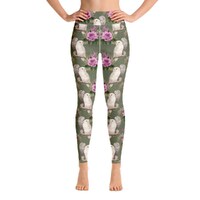 Owls & Pink Roses Wildlife Yoga Pants Leggings