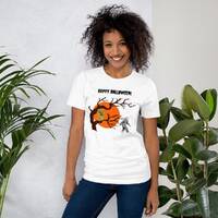 Halloween Bigfoot shirt, happy Halloween Sasquatch owl shirt, Short-Sleeve Unisex T-Shirt