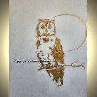 Owl Painting  Metallic Painting  Gallery Wrapped Art  Staple Free Sides Canvas MADE TO ORDER